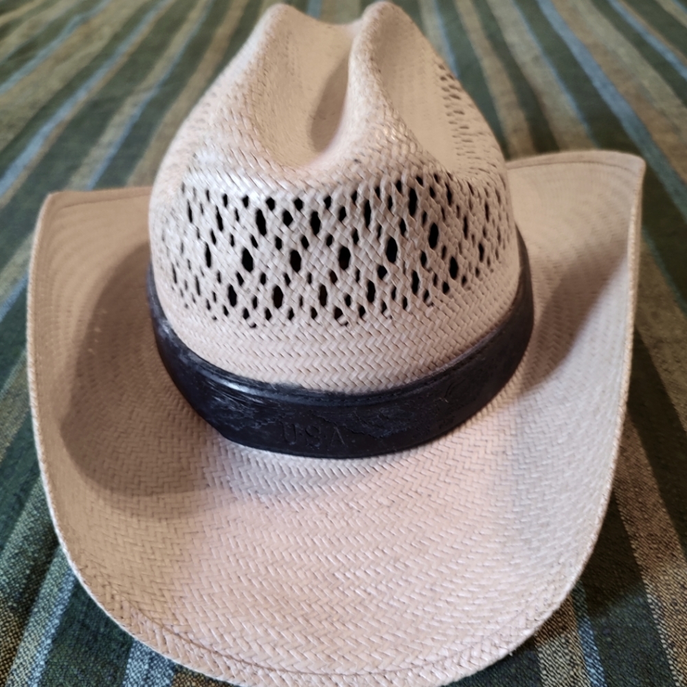 Vintage Mht Westerns Straw Cowboy Hat